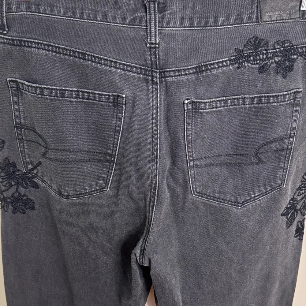 American Eagle Outfitters Charcoal Jeans with Black Floral Pattern - Picture 5 of 12